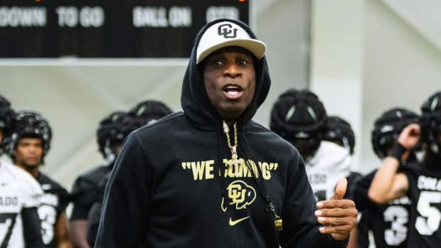 Deion Sanders at practice during the bye week at Colorado